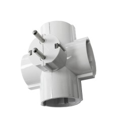 Adaptador cuádruple 2p+t, 16a 250v~ entrada lateral, blanco (retractilado)