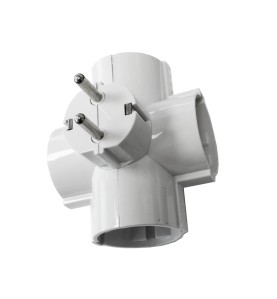 Adaptador cuádruple 2p+t, 16a 250v~ entrada lateral, blanco (retractilado)