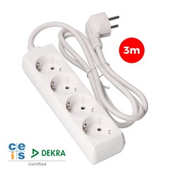 Prolongador con 4 tomas 2p+t, 16 a 250 v de cable h05vv-f 3g 3 m.