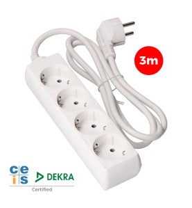 Prolongador con 4 tomas 2p+t, 16 a 250 v de cable h05vv-f 3g 3 m.