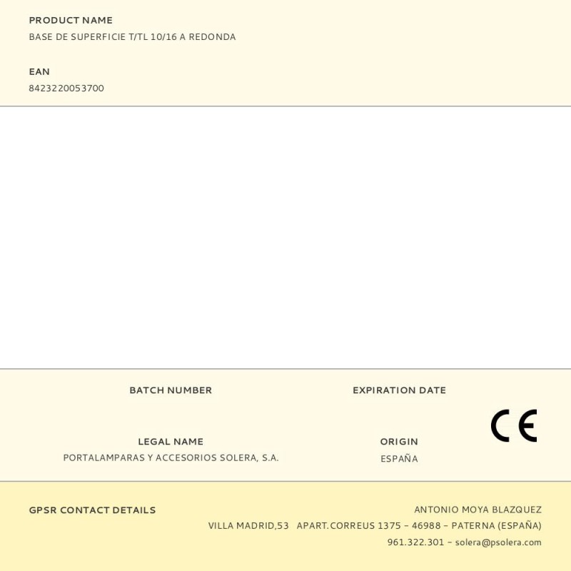 Base de superficie t/tl 10/16 a redonda