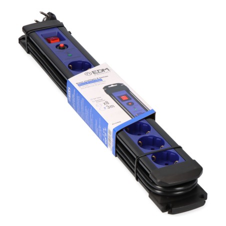 Prolongador con 8 tomas con protector + interruptor 3m.