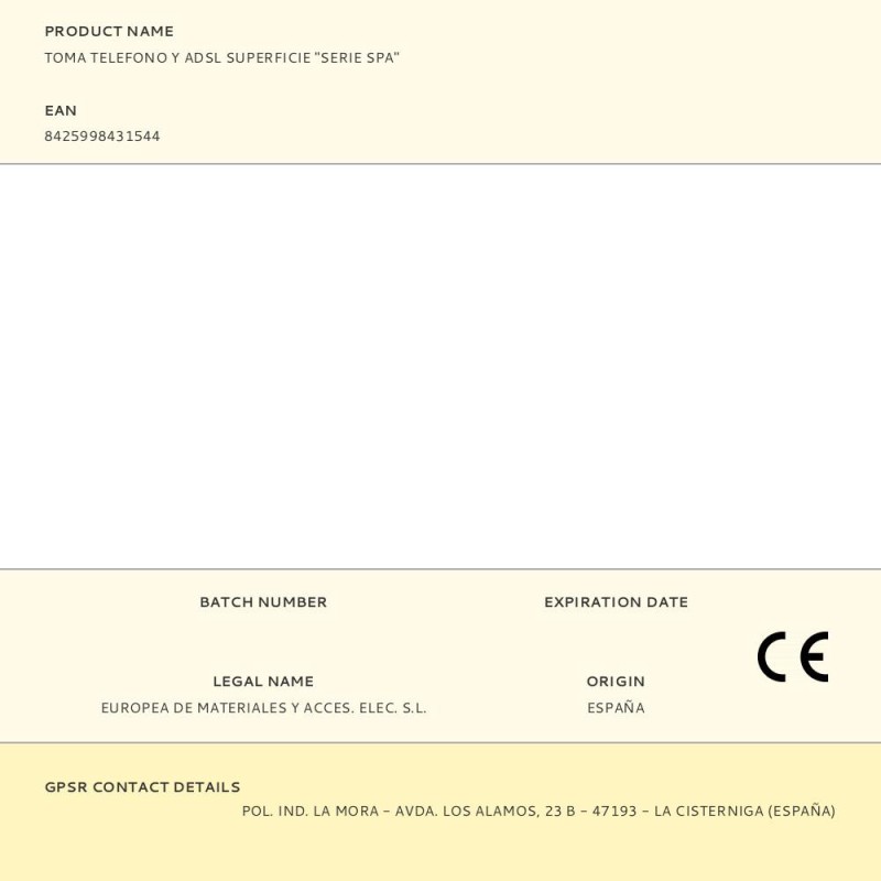 Toma telefono y adsl superficie "serie spa"
