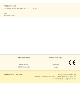 Pulsador superficie serie spa 77 x 77 x 30 mm