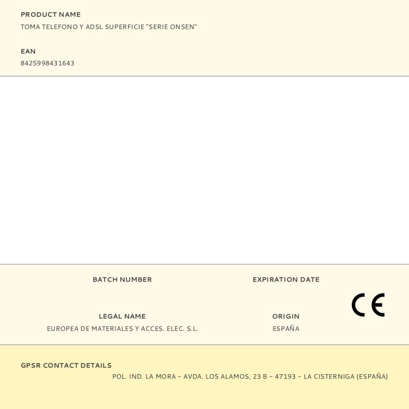 Toma telefono y adsl superficie "serie onsen"