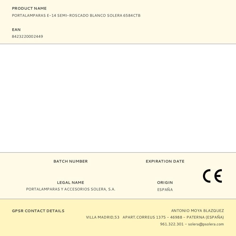 Portalamparas e-14 semi-roscado blanco solera 6584ctb