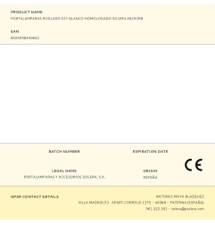Portalamparas roscado e27 blanco homologado solera 6829crb