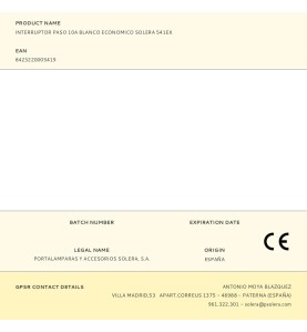 Interruptor paso 10a blanco economico solera 541ex