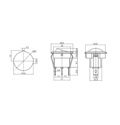 Interruptor redondo empotrado 6,5a negro