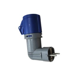 Clavija adaptador acodado tipo schuko a cetac 2p+t 16a 230v~