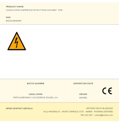 Clavija cetac superficie 3p+n+t roja 32a 400v~ ip44