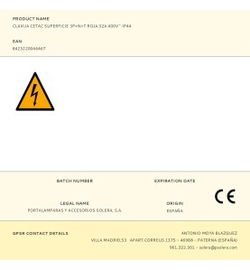 Clavija cetac superficie 3p+n+t roja 32a 400v~ ip44