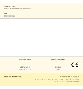 Timbre musical modelo duero 230v