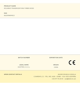 Recambio transmisor para timbre 49303