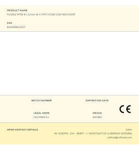 Fusible mt00 8 x 32 mm 16 a tipo ticino con indicador