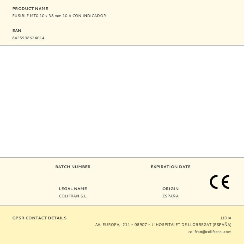 Fusible mt0 10 x 38 mm 10 a con indicador
