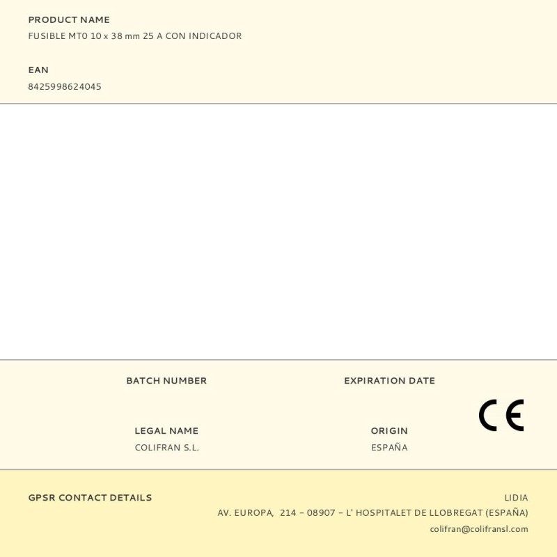 Fusible mt0 10 x 38 mm 25 a con indicador
