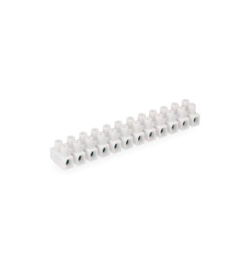Regleta de conexion de 4 mm a 6 mm , 12 conectores, homologada, blanca