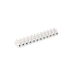 Regleta de conexion de 10 mm , 12 conectores, homologada, blanca