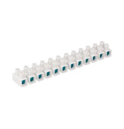 Regleta de conexion de 16 mm , 12 conectores, homologada, blanca