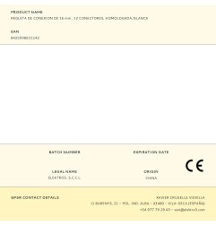 Regleta de conexion de 16 mm , 12 conectores, homologada, blanca