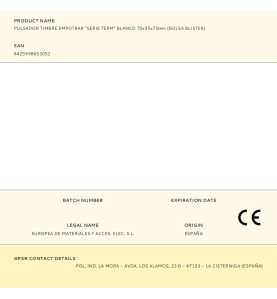 Pulsador timbre empotrar "serie term" blanco 70x35x70mm (bolsa blister)