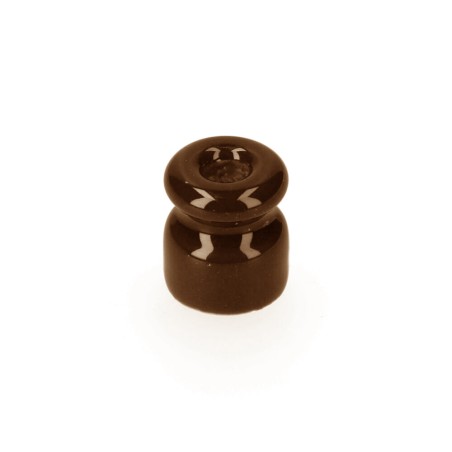 Aislador de porcelana para cable trenzado marrón