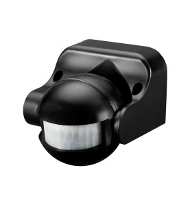 Sensor de movimiento con regulador noche/dia orientable 180° ip44 negro