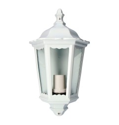 Aplique exterior milan de aluminio y cristal e27 100 w sin bombilla, color blanco, luz hacia arriba