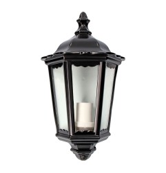 Aplique exterior milan de aluminio y cristal e27 100 w sin bombilla, color negro, luz hacia arriba