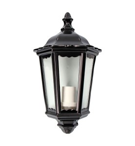 Aplique exterior milan de aluminio y cristal e27 100 w sin bombilla, color negro, luz hacia arriba
