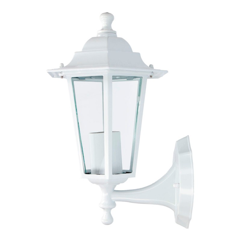 Aplique exterior zurich de aluminio y cristal e27 60 w sin bombilla, color blanco, luz hacia arriba