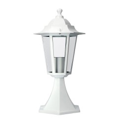 Aplique exterior zurich de aluminio y cristal e27 60 w sin bombilla, color blanco, pedestal