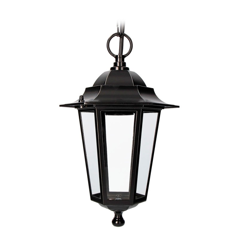 Aplique exterior zurich de aluminio y cristal e27 60 w sin bombilla, color negro, para techo