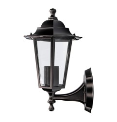 Aplique exterior zurich de aluminio y cristal e27 60 w sin bombilla, color negro, luz hacia arriba
