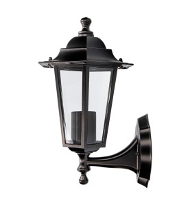 Aplique exterior zurich de aluminio y cristal e27 60 w sin bombilla, color negro, luz hacia arriba