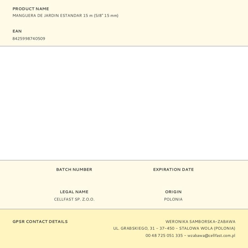 Manguera de jardin estandar 15 m (5/8" 15 mm)