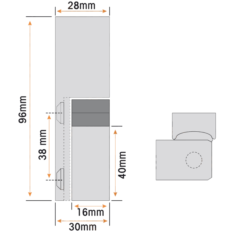 Bisagra cromo vertical g-306/5 96mm largo (Gruesas)