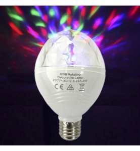 Bombilla discoteca led rgb e27 3w multicolor con rotacion 360° ø8x13cm edm