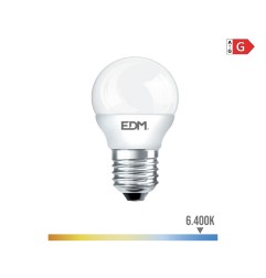 Bombilla esferica led e27 5 w 400 lm 6400 k luz fria ø4,5 x 8 cm