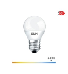 Bombilla esferica led e27 5 w 400 lm 6400 k luz fria ø4,5 x 8 cm