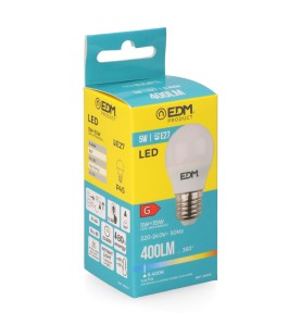 Bombilla esferica led e27 5 w 400 lm 6400 k luz fria ø4,5 x 8 cm