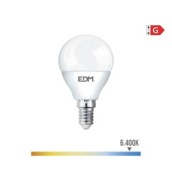Bombilla esferica led e14 5 w 400 lm 6400 k luz fria ø4,5 x 8 cm