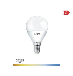 Bombilla esferica led e14 5 w 400 lm 3200 k luz calida ø4,5 x 8 cm