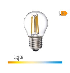 Bombilla esferica con filamento de led e27 4 w 500 lm 3200 k luz calida ø4,5 x 7,8 cm