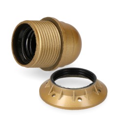 Portalámparas semiroscado e-27 + arandela dorado (envasado)