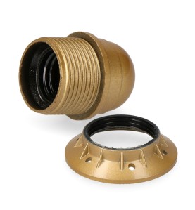 Portalámparas semiroscado e-27 + arandela dorado (envasado)