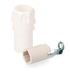Portalámparas porcelana e-14 + vela corta blanca (envasado)