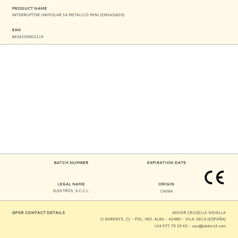 Interruptor unipolar 3a metalico mini (envasado)