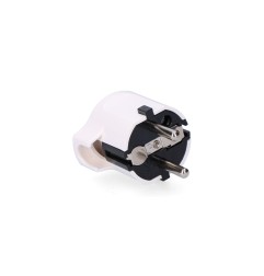 Clavija 2p+t, 16a 250v~, salida 90°, blanca (retractilada)